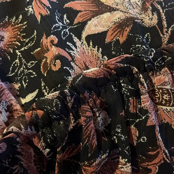 Madewell Amalia tiered chiffon mini dress in pampas blooms floral metallic print - Picture 5 of 9